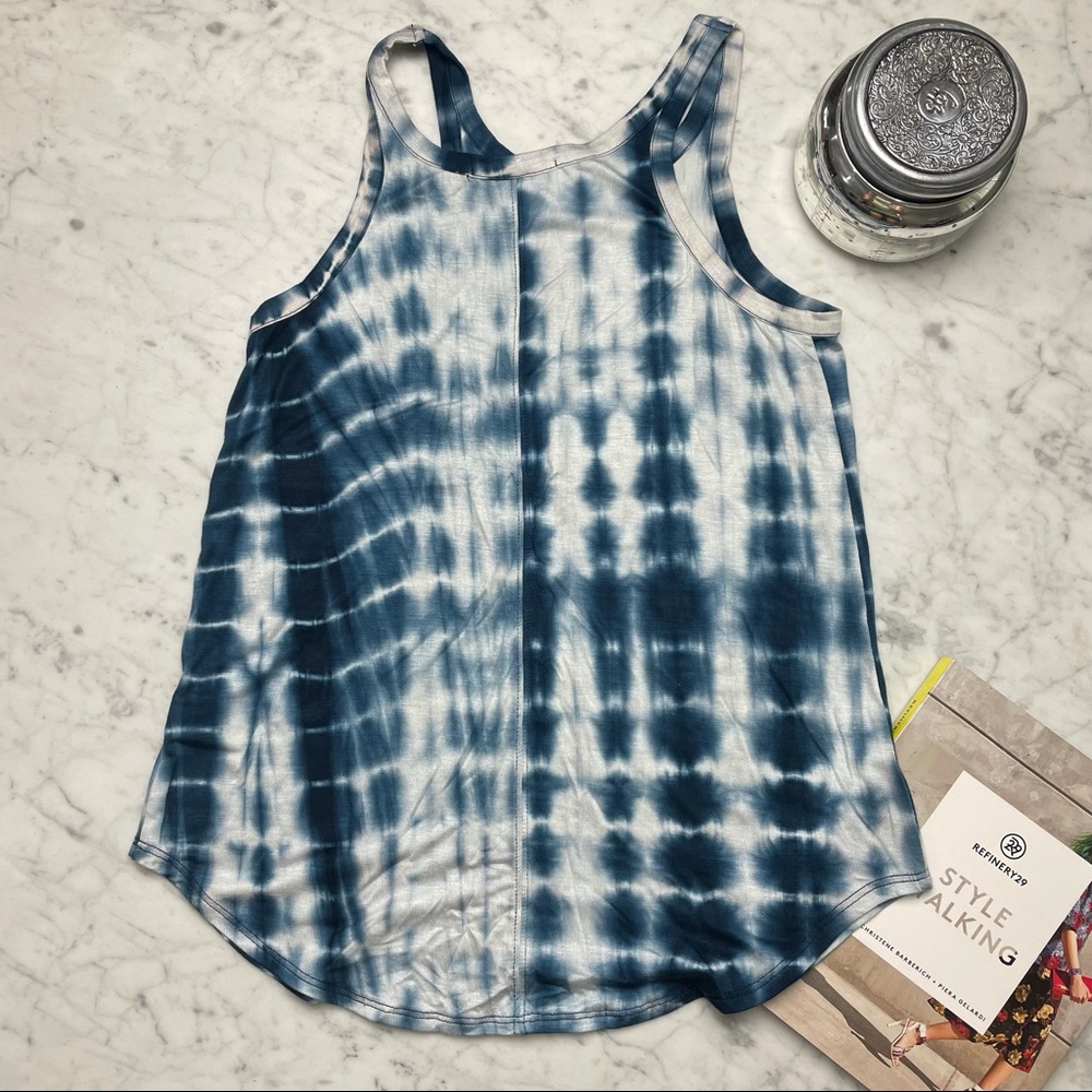 Veronica M. essentials Navy Blue Tie Dye Tank Top - Picture 5 of 6